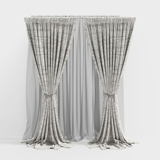 Elegant Low-Polygon Curtain 3D Model
