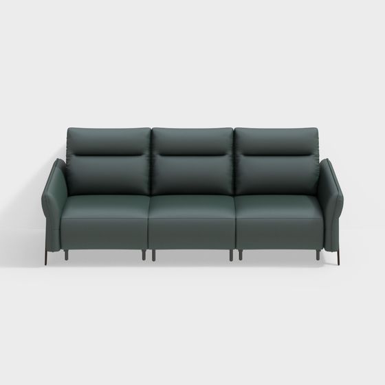 Stylish Low-Polygon Green Sofa 3D model