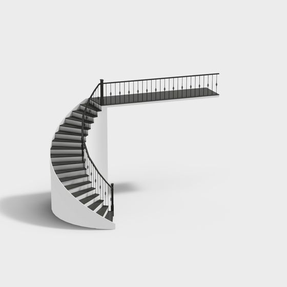 Elegant Low-Poly Black and White Staircase 3D model