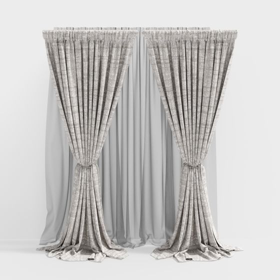 Elegant Sheer Curtain 3D model