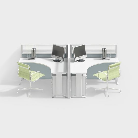 Modern Twin Workstation 3D model for Office Spaces