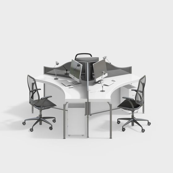 Sleek Open Workstation 3D model for Contemporary Spaces
