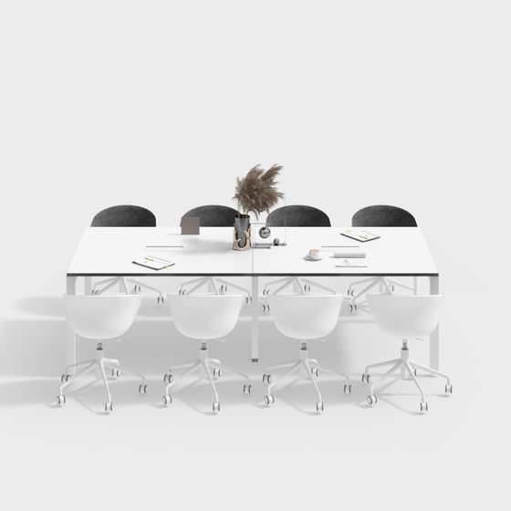 Modern Minimalist Conference Table and Chairs 3D model