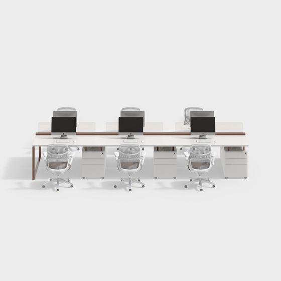 Modern Brown Office Desk and Chair 3D Model for Workspaces
