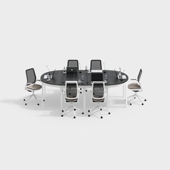 Modern Conference Table and Chairs 3D Model