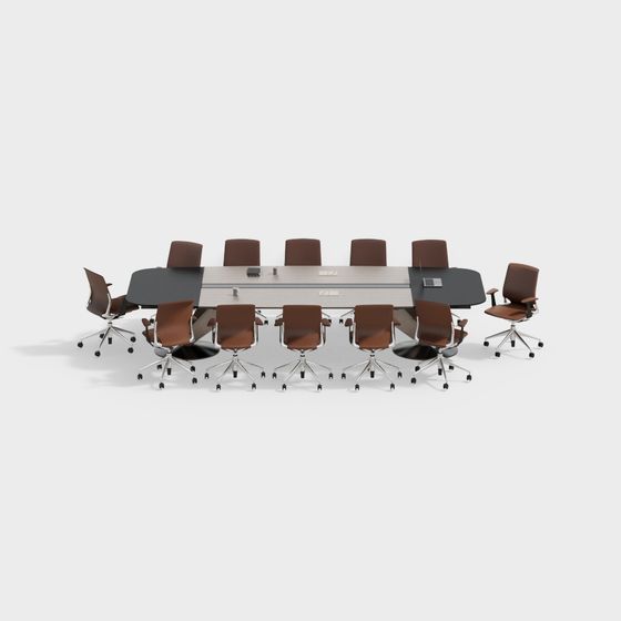 Elegant Conference Table and Chairs 3D model