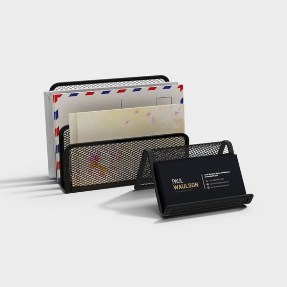 Elegant Low-Poly Files Rack 3D model