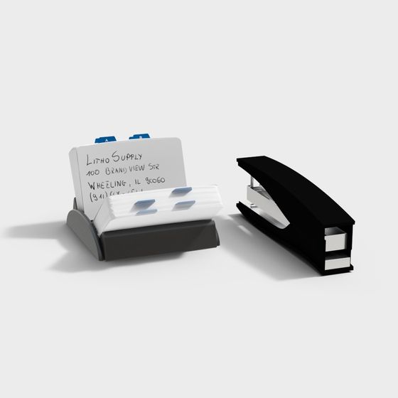 Realistic Business Card Holder and Stapler 3D model
