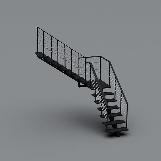 Elegant Low-Polygon Black Staircase 3D model