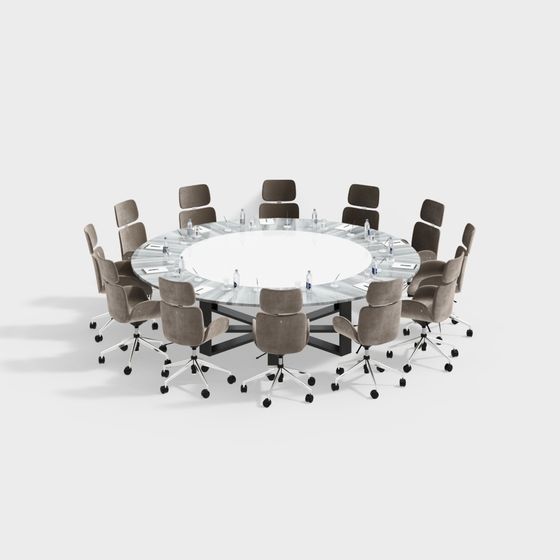 Chic Conference Table and Chair Set 3D model for Offices
