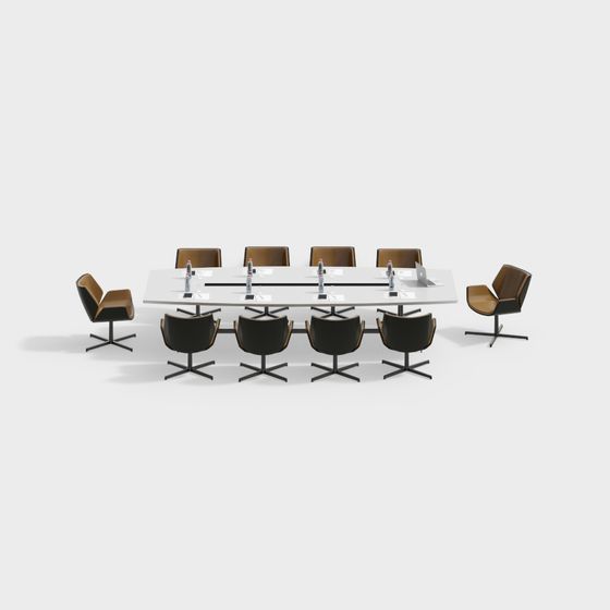 Black Modern Conference Tables and Chairs 3D Models