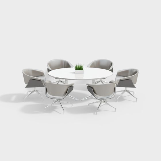 Modern Round Conference Table Set 3D model