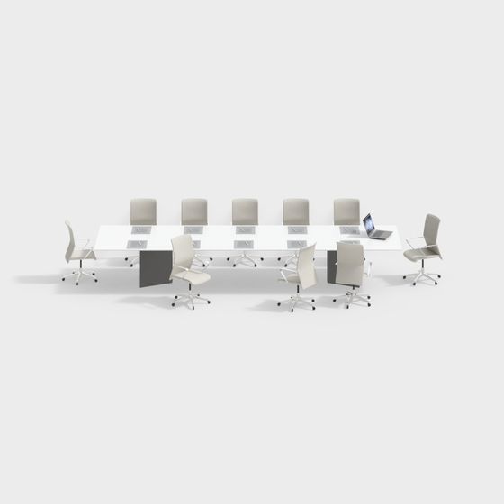 Modern Minimalist Conference Table and Chair Set 3D model