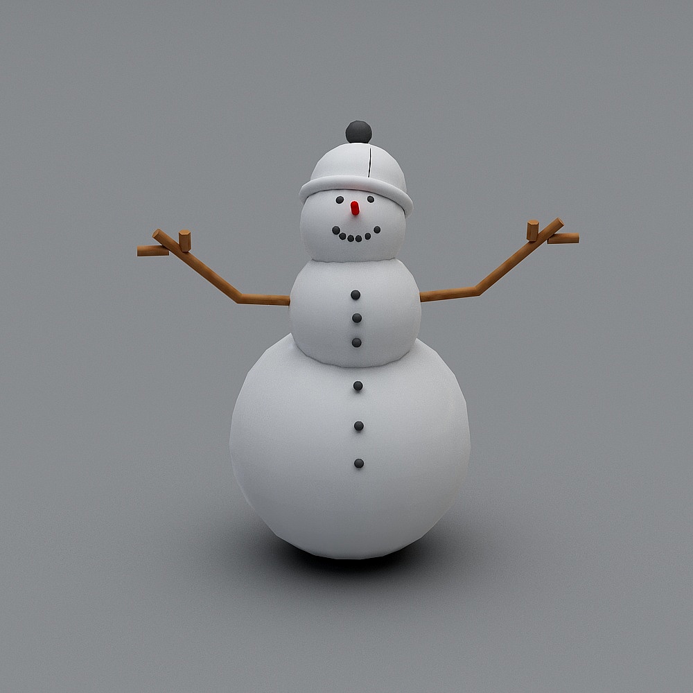 Charming Low-Polygon Snowman 3D model
