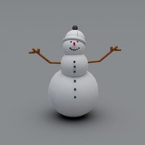 Charming Low-Polygon Snowman 3D model