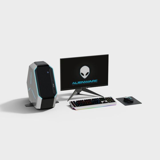 Futuristic Alienware Gaming Setup 3D model