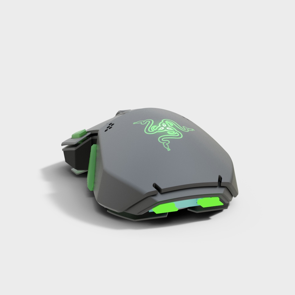 Low Poly Razer DeathAdder V2 Gaming Mouse 3D model
