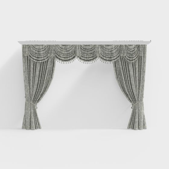 Stylish Low-Polygon Curtain 3D Model for Interior Design