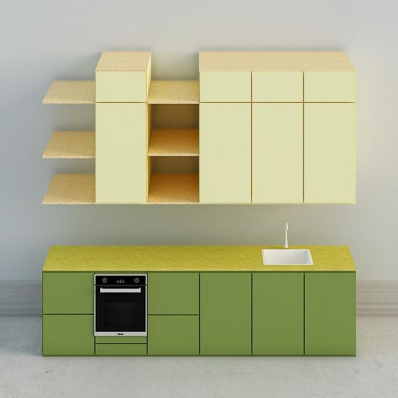 Modern Minimalist Kitchen Cabinet 3D model
