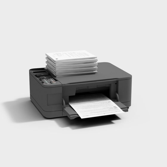 Modern Printer 3D Model in Gray