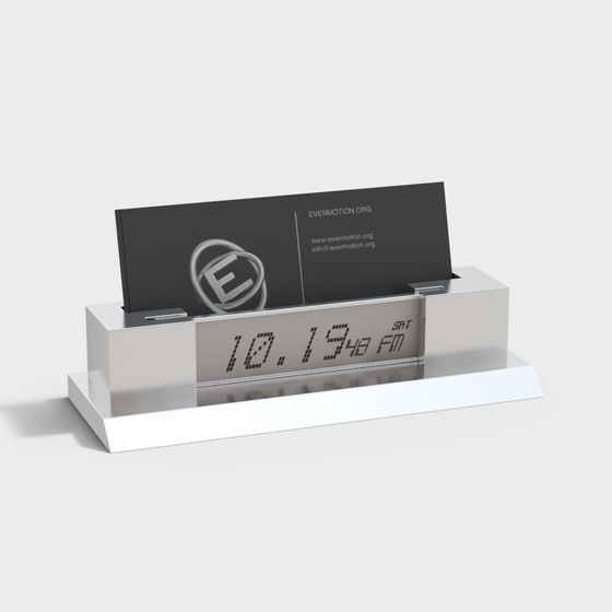 Stylish Desktop Digital Clock and Business Card Holder 3D model