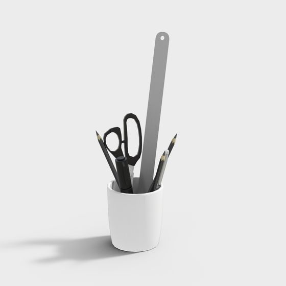 Minimalist White Pen Holder 3D Model