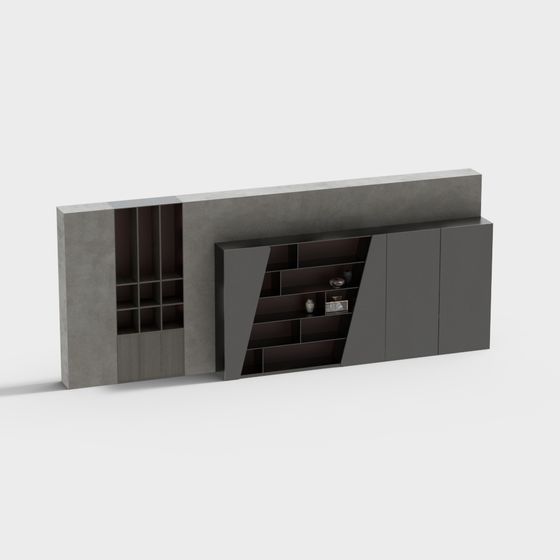 Minimalist Concrete Bookshelf 3D model