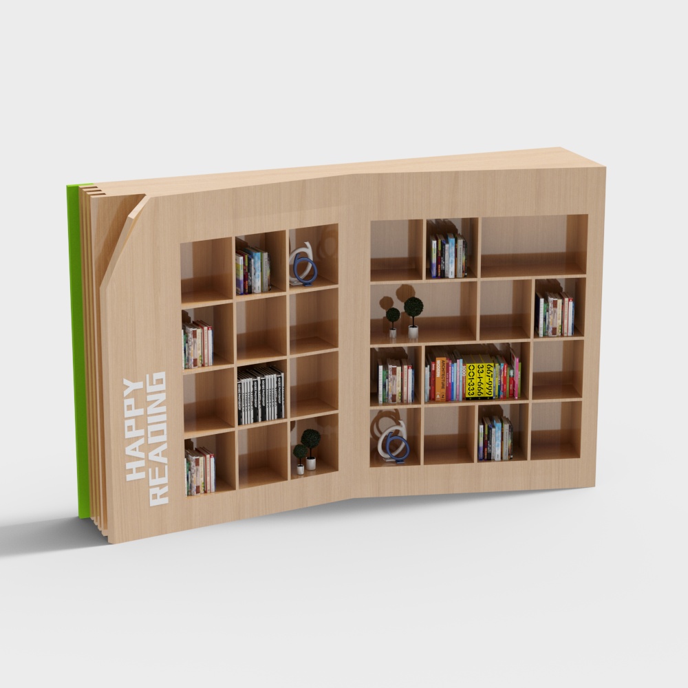Charming Low-Poly Bookshelf 3D model