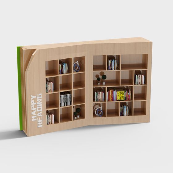 Charming Low-Poly Bookshelf 3D model