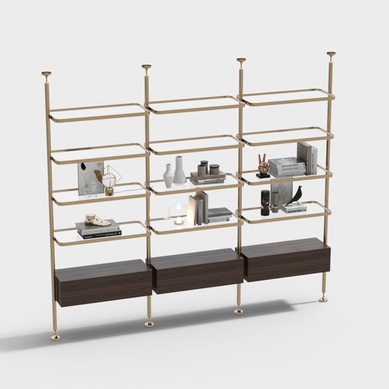 Elegant 3D Bookshelf Model with Unique Design