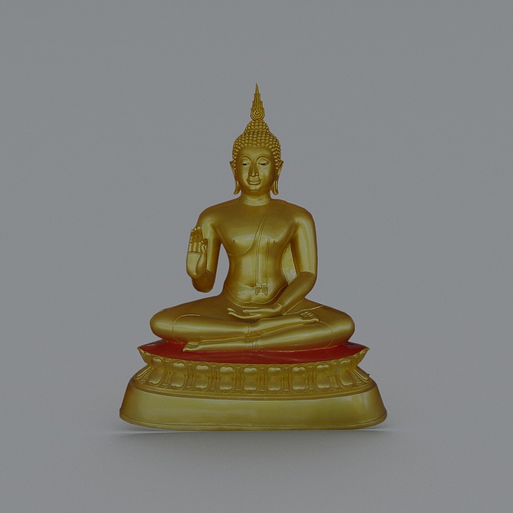 Golden Buddha Statue 3D model on Lotus Base
