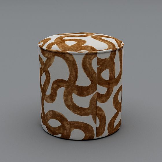 Chic Streamlined Velvet Stool 3D model for Contemporary Spaces