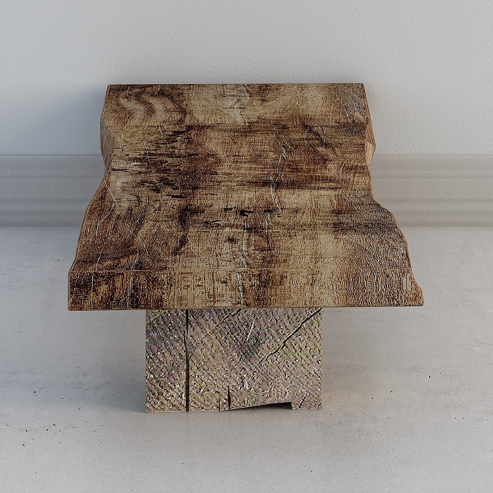 Rustic Wooden Bench 3D model