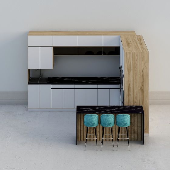 Modern Minimalist Kitchen Bar 3D model