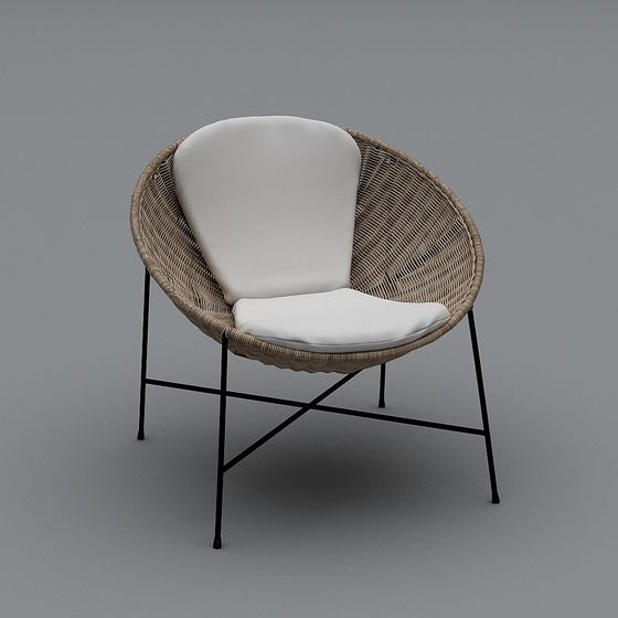 Elegant Circular Rattan Chair 3D model for Contemporary Spaces