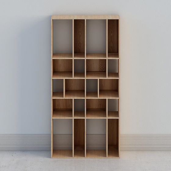 Modern Low-Poly High-Detail Bookshelf 3D model