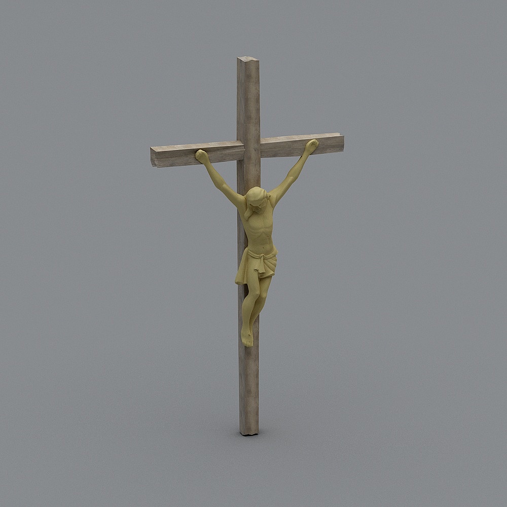 High-Detail Low-Poly Jesus Christ on Cross 3D model