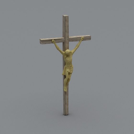 High-Detail Low-Poly Jesus Christ on Cross 3D model
