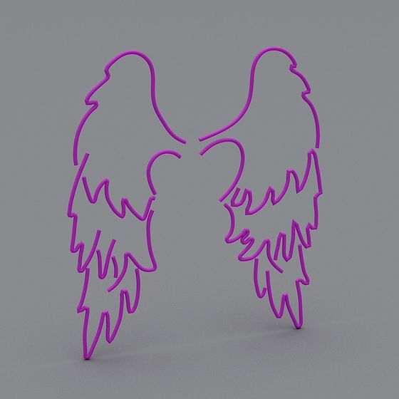 Enchanting Purple Angel Wings 3D model
