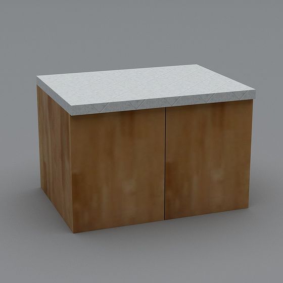 Minimalist Marble Top Wooden Cabinet 3D model