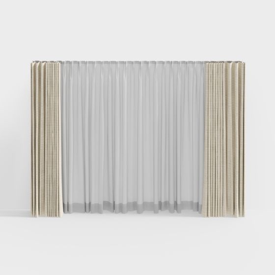 Stylish Low Poly Curtain 3D Model for Modern Spaces