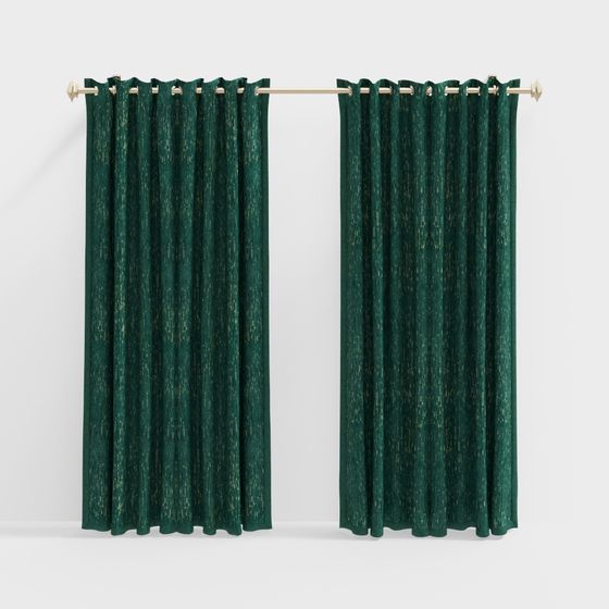 Forest Rhythm 3D model - Elegant Green Curtains
