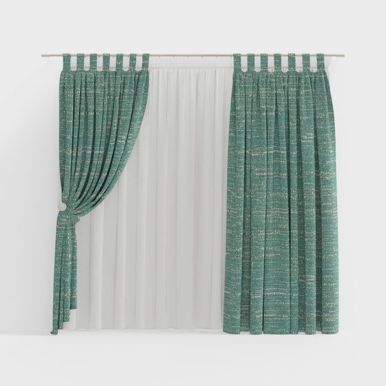 Elegant Low-Poly Curtain 3D Model