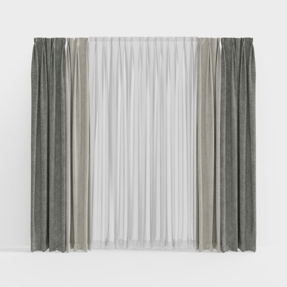 Elegant Low Polygon Curtain 3D Model