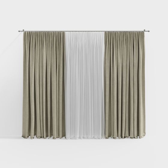 Low-Polygon Curtain 3D model for Modern Interior Design