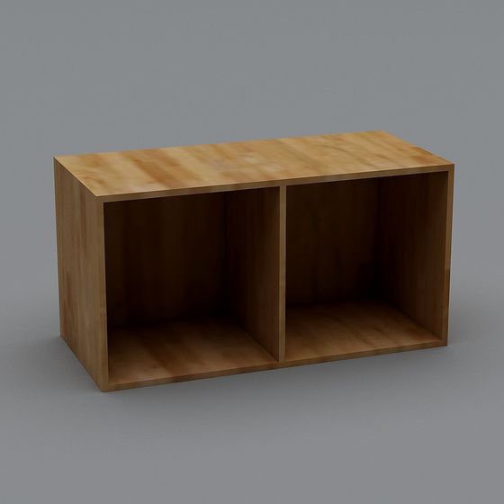 Stylish Double-Shelf Wooden Storage Rack 3D model