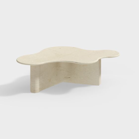 Sleek Marble Coffee Table 3D Model – Low-Poly Design