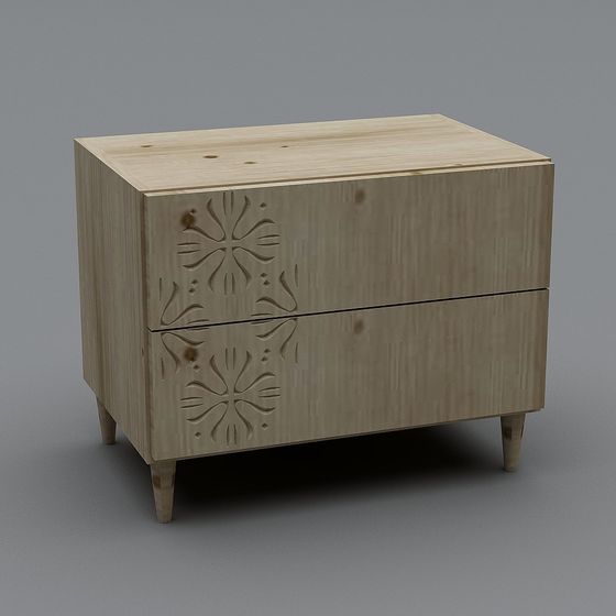 Minimalist Wooden Storage Cabinet 3D model