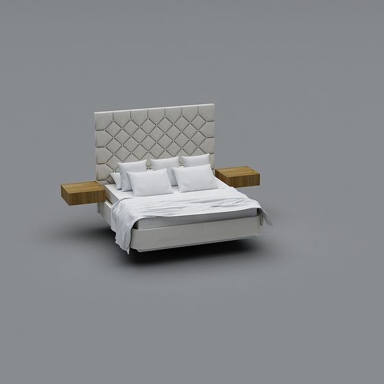 Elegant Minimalist Bed 3D model for Modern Interiors