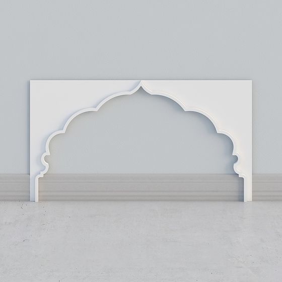 Elegant Arched Panel 3D model with Eastern Aesthetic